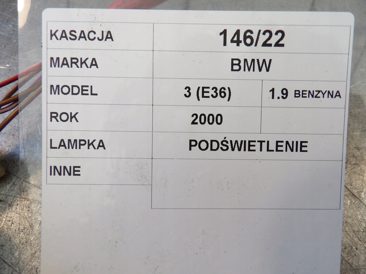 FANALE, PODSWIETLENIE BMW E36 13808500