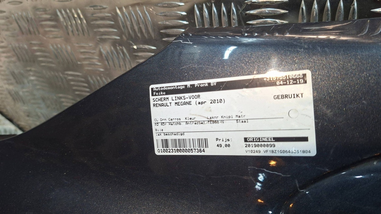 fender front left RENAULT MEGANE III 2009-2015
