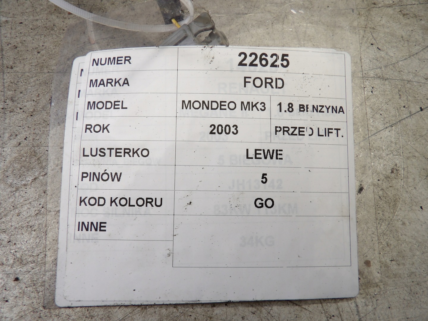 Ford Mondeo MK3 mirror left 5 vertical lak. G0
