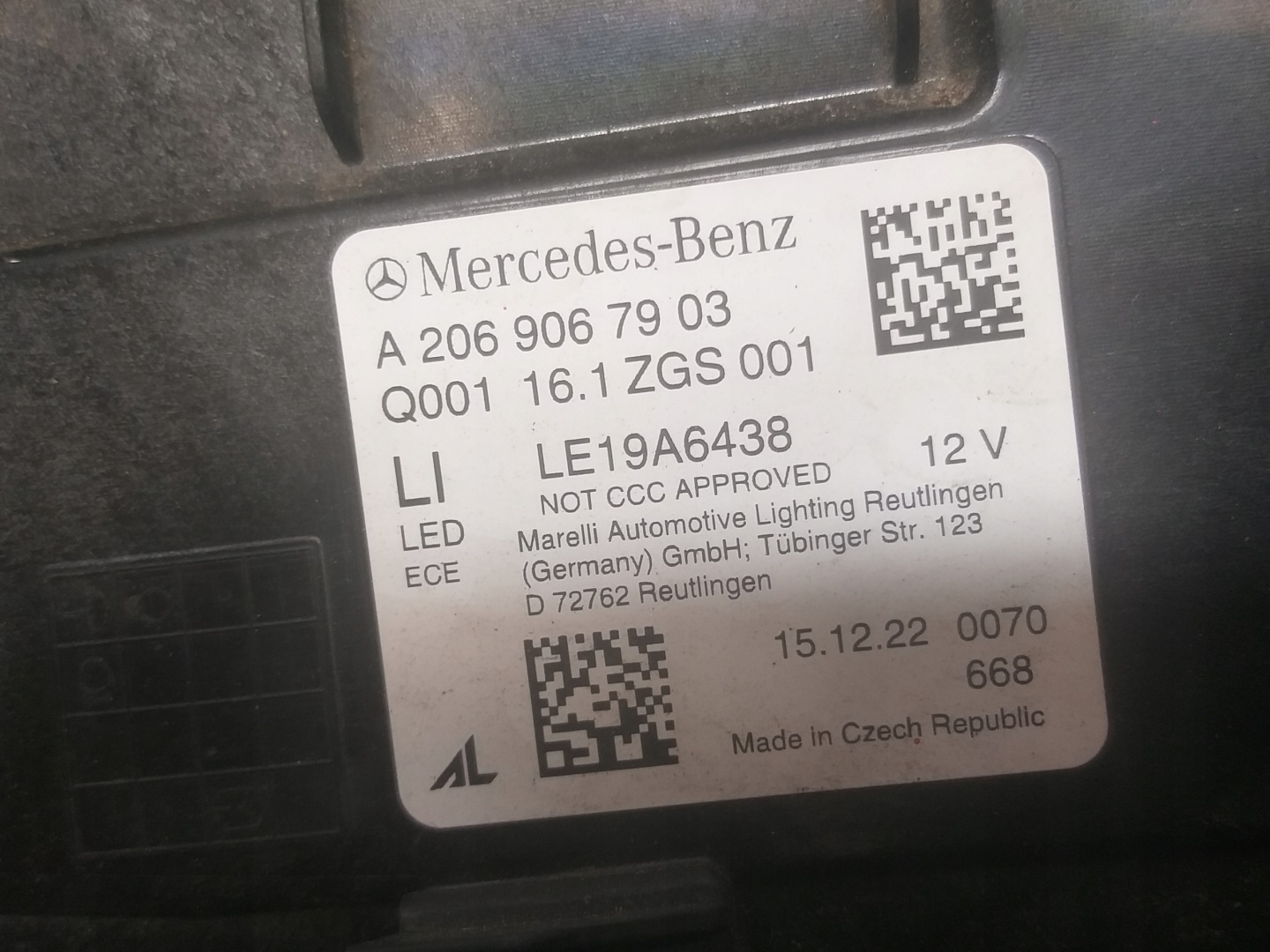 light front left MERCEDES C KLASA W206 FULL LED DIGITAL A2069067903