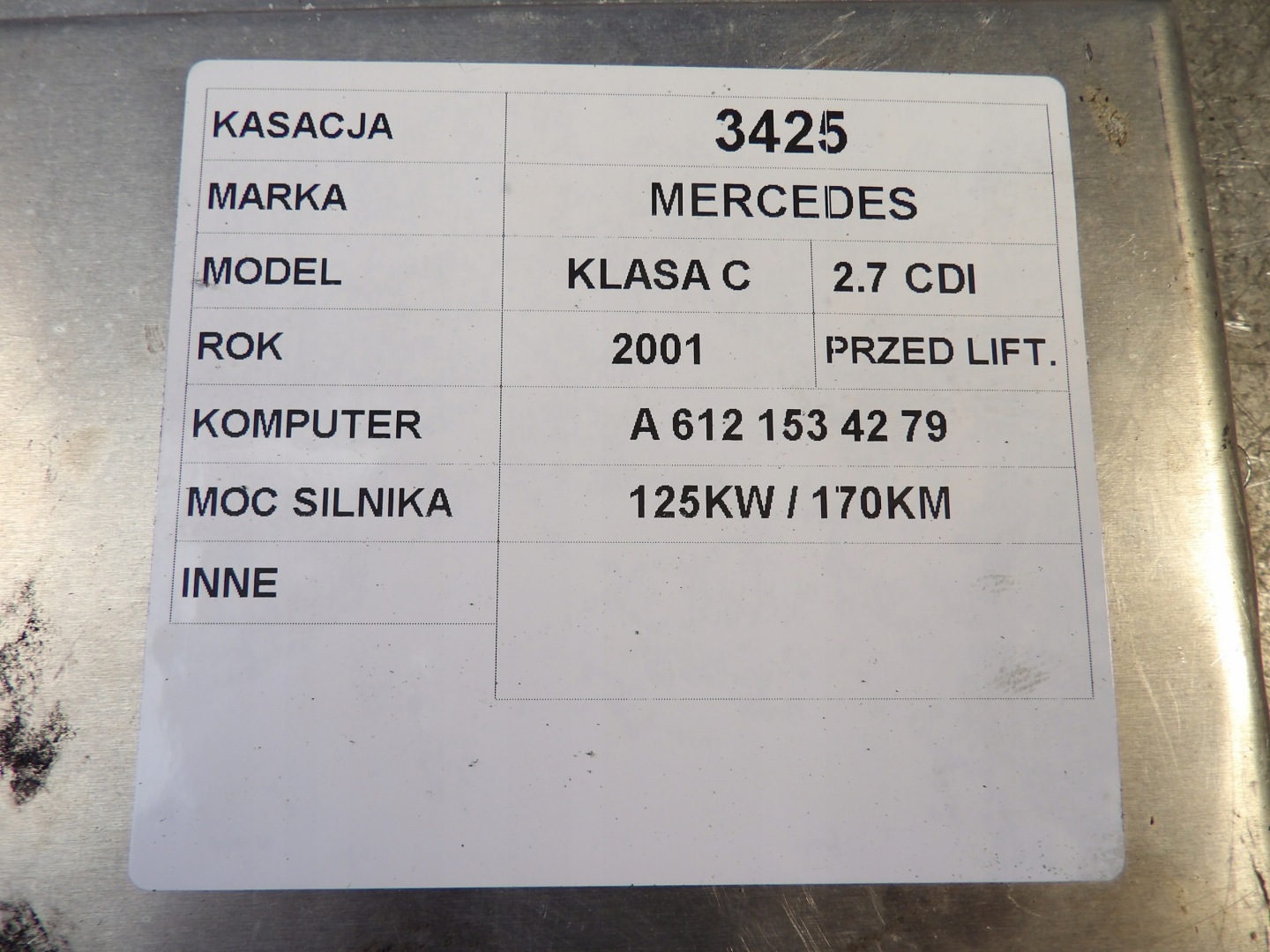 Mercedes W203 computer, control unit A6121534279 0281010857