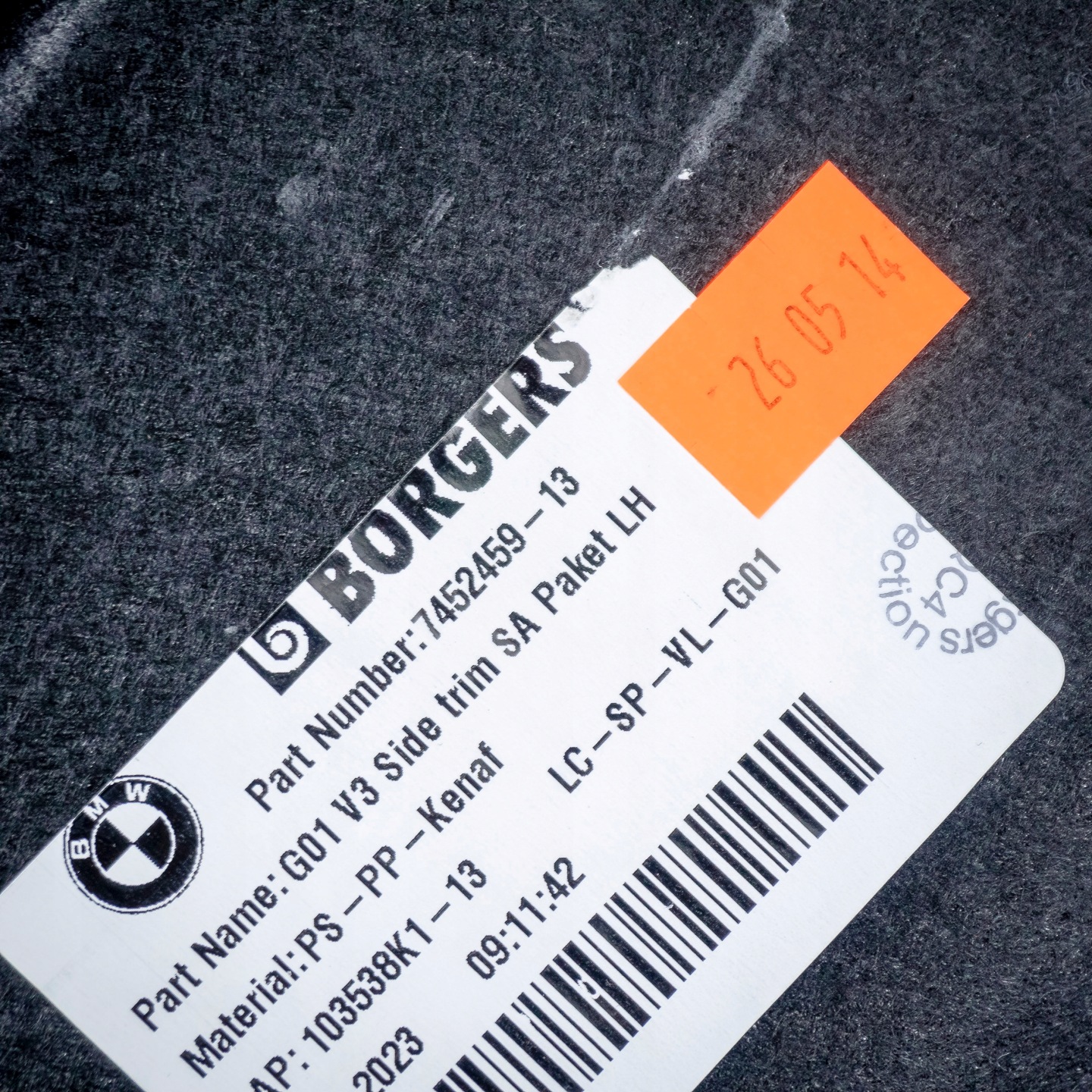 boot upholstery left BMW X3 G01 51477452459 7452459