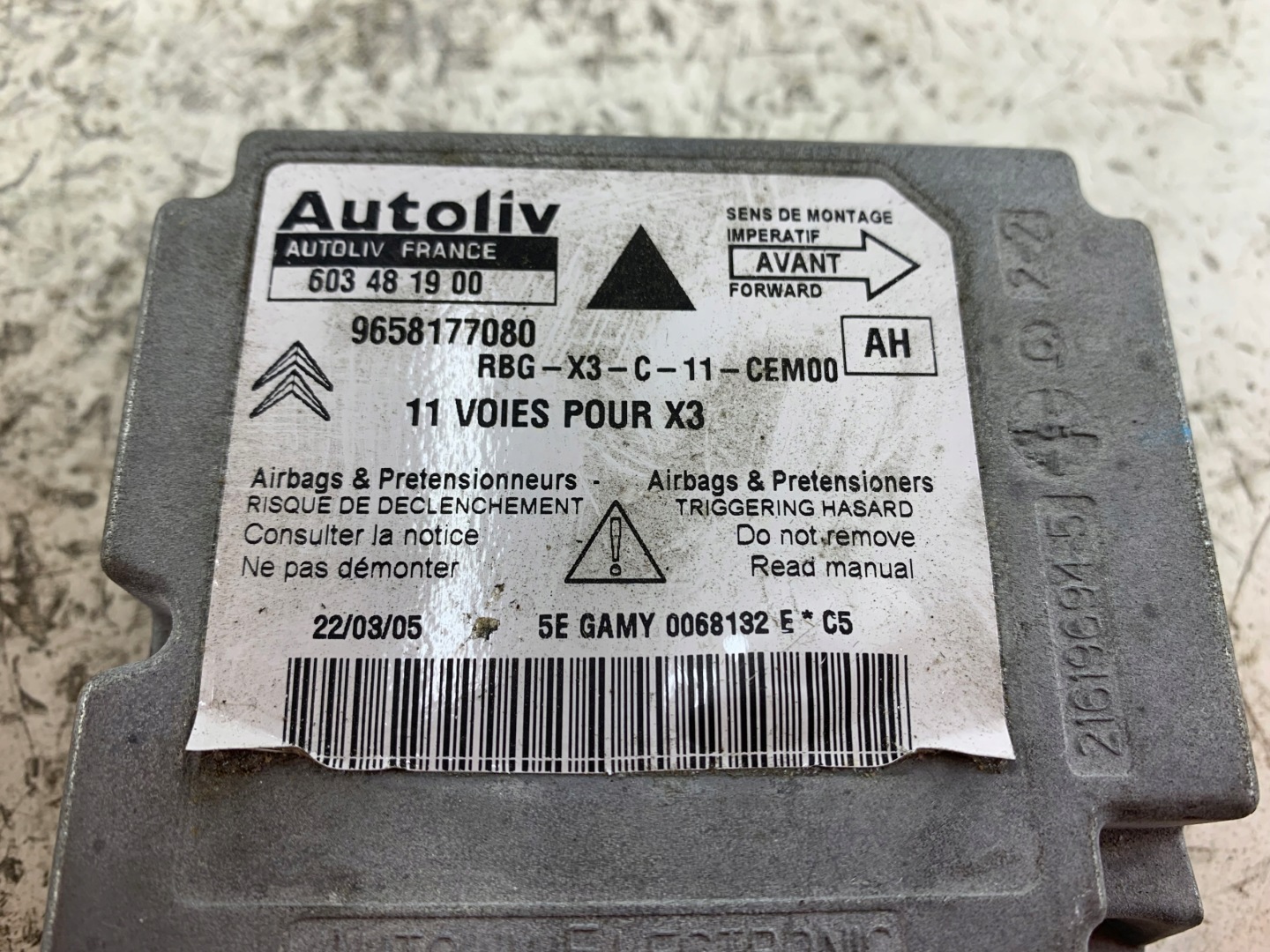 CITROEN C5 e LIFT SENSOR airbag modulo 9658177080