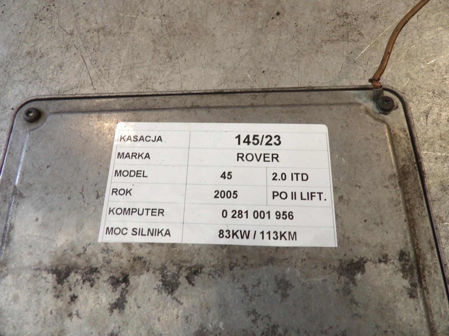 Computer Rover 45 lift 2,0ITD 0281001956