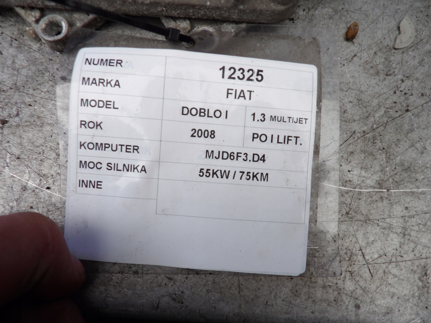 Fiat Doblo e computer, Centralina 51805371 MJD6F3.D4 71600.200.00