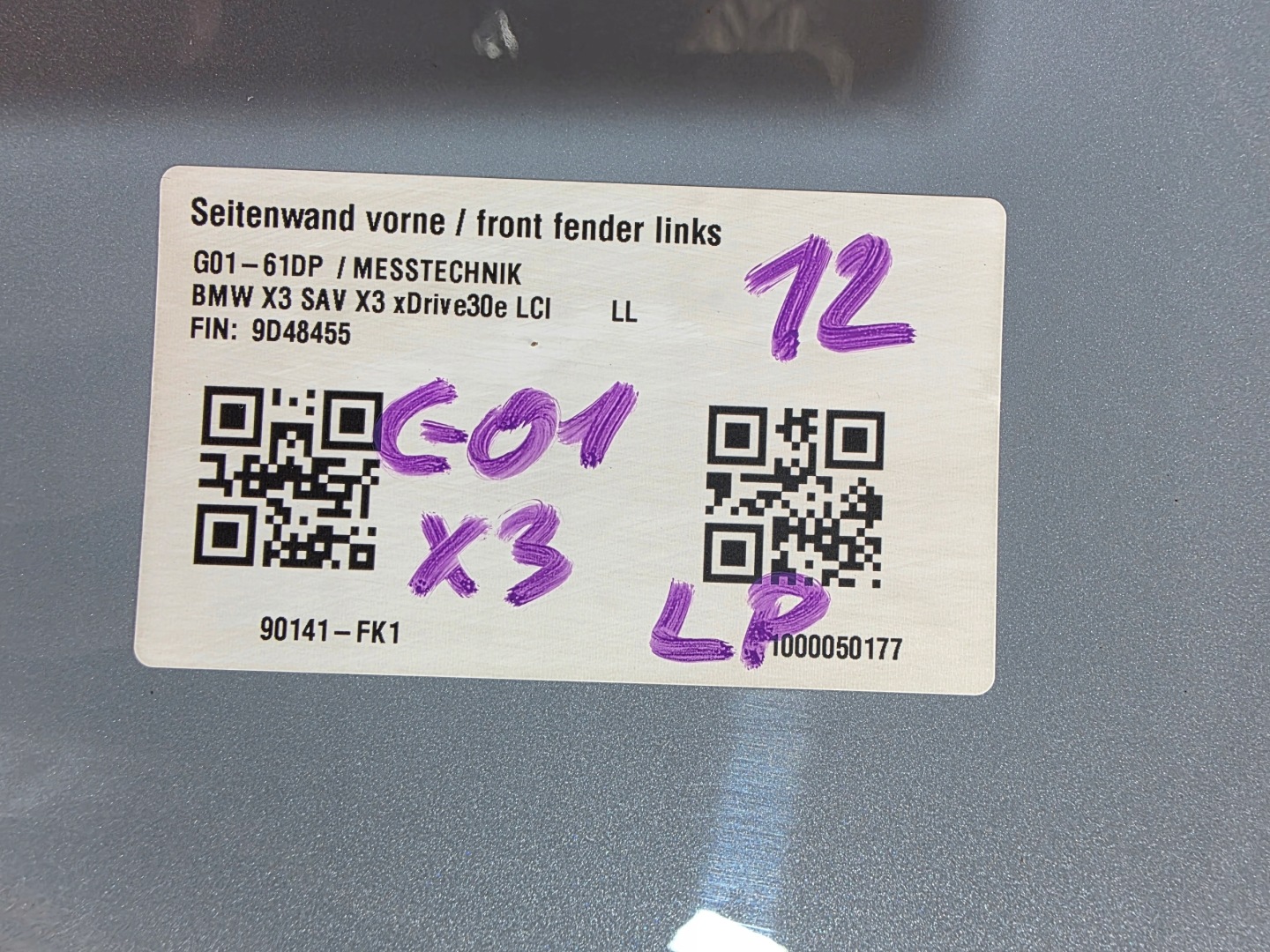 fender left front BMW 3 G01 4 G02 C4P BROOKLYN GRAU METALLIC