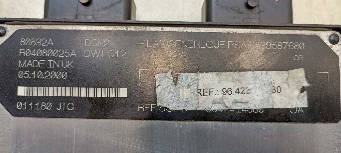 control unit of the engine BERLINGO 1.9 D 9839587680