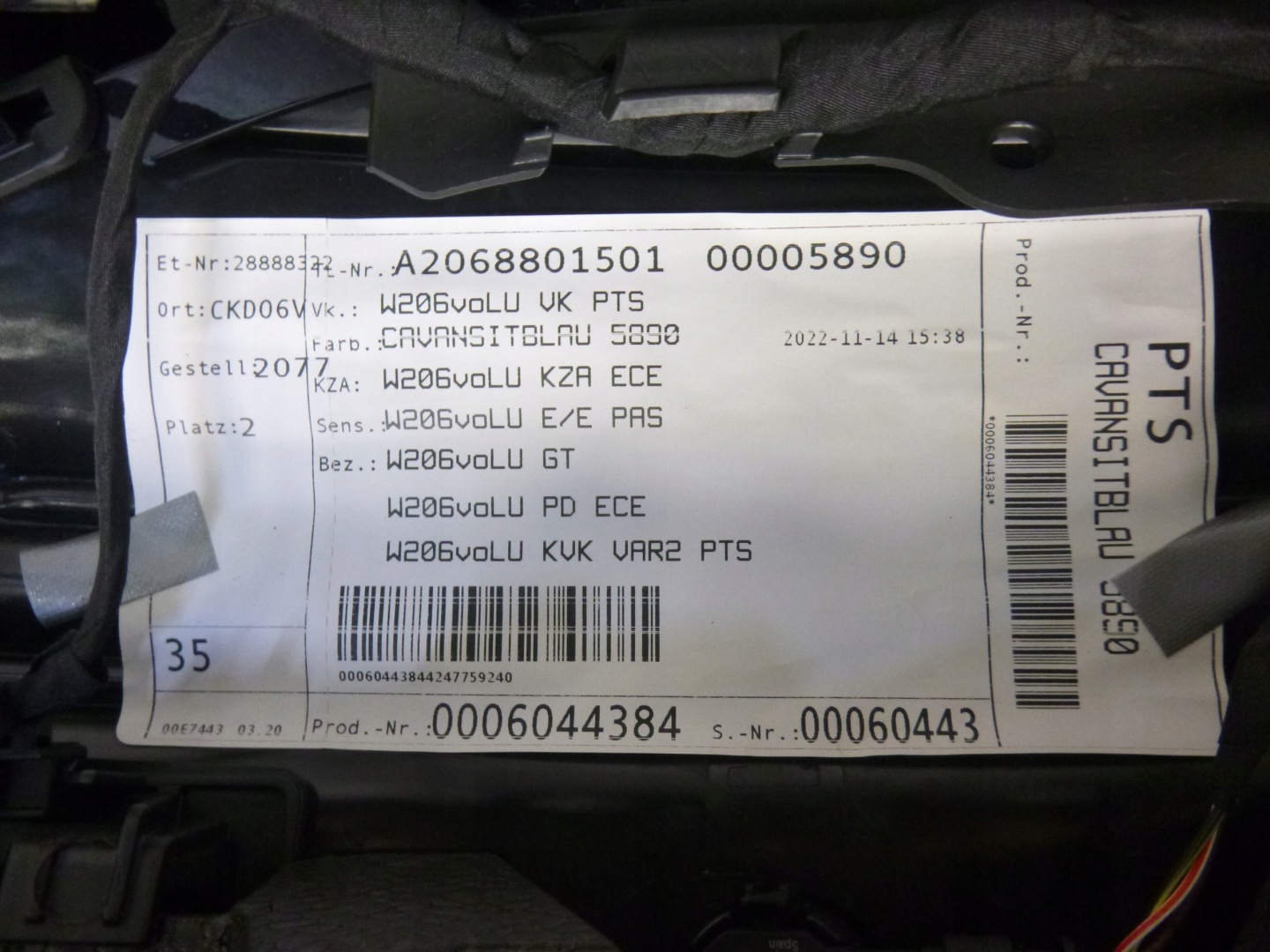MERCEDES W206 206 bumper front front 6 x PDC