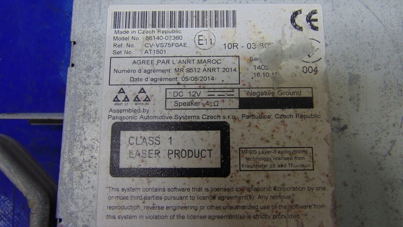 Module autoradio Navigation 6433C-BE2808 TOYOTA AURIS II 13-18R