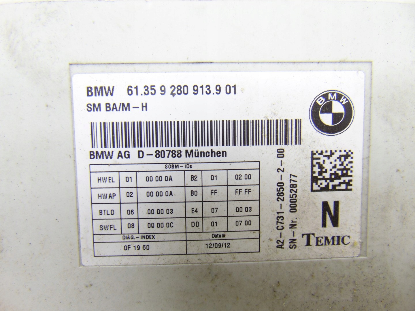 module control unit PAMIECI seat BMW F10 F11 9280913