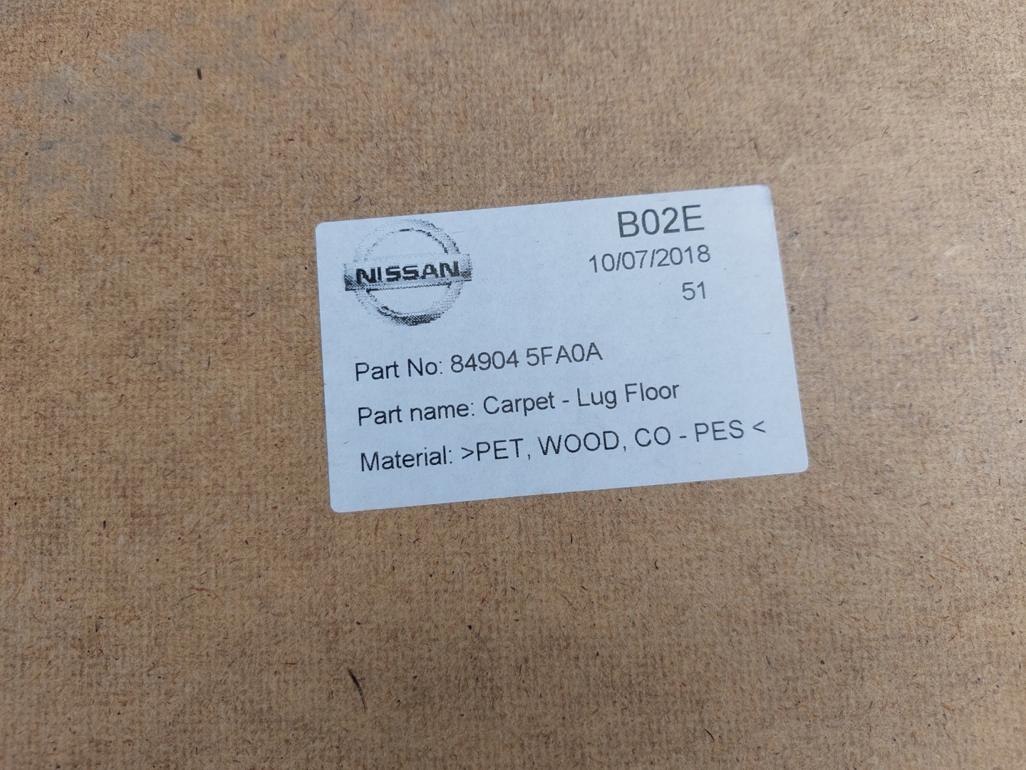 mats carpet boot Nissan MICRA K14 849045FA0A