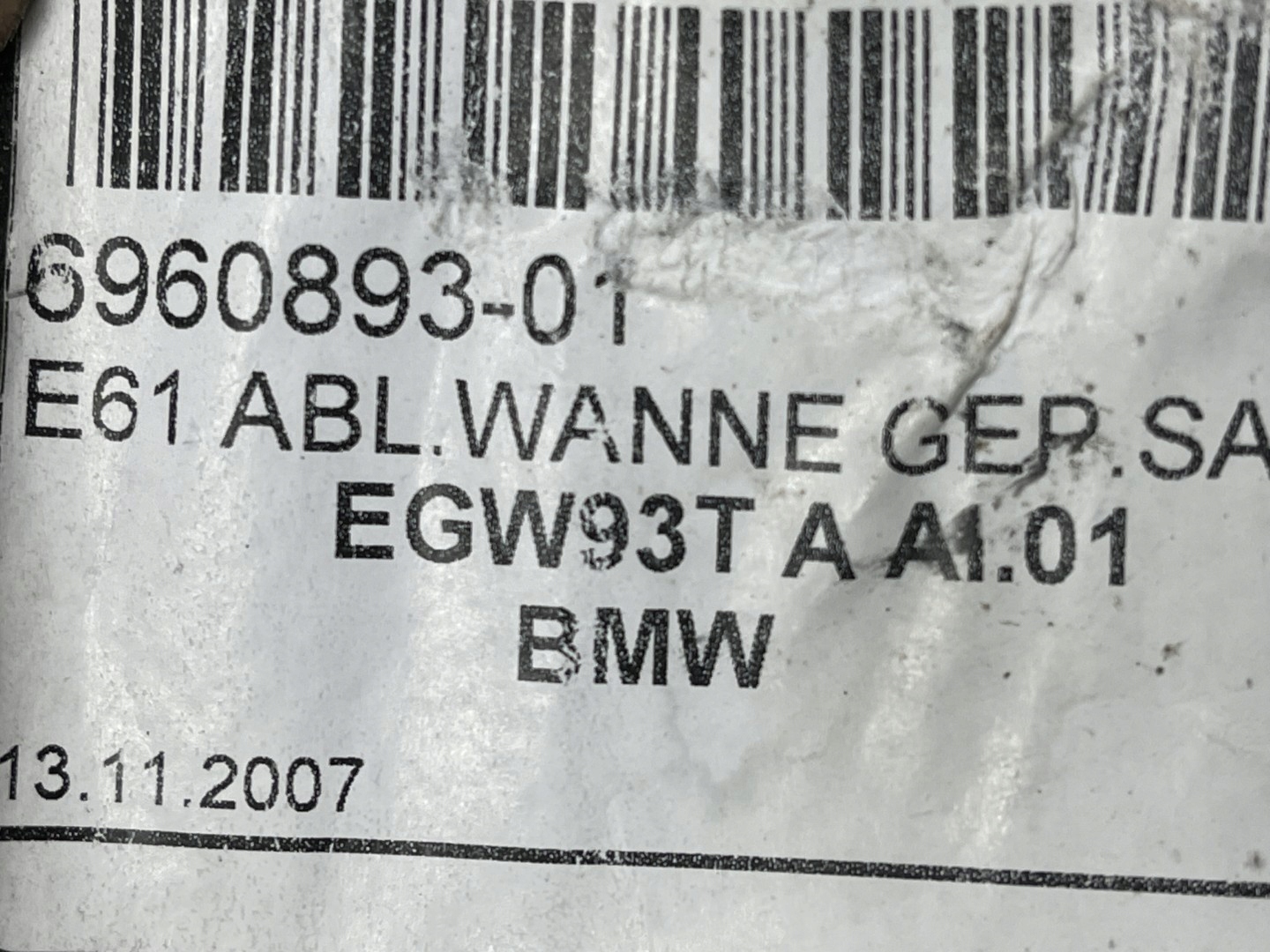 BMW 5 E61 2007 - 04- LIFT passenger compartment boot KOMBI rear part rear 6960893