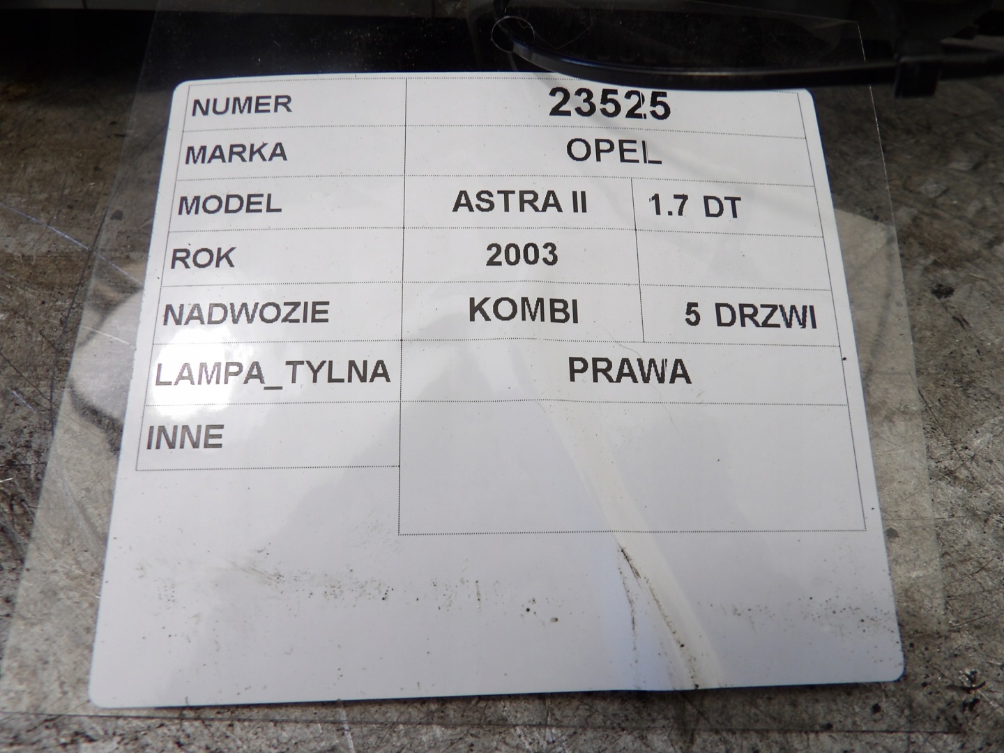 Opel Astra II G light rear right kombi 11A391B