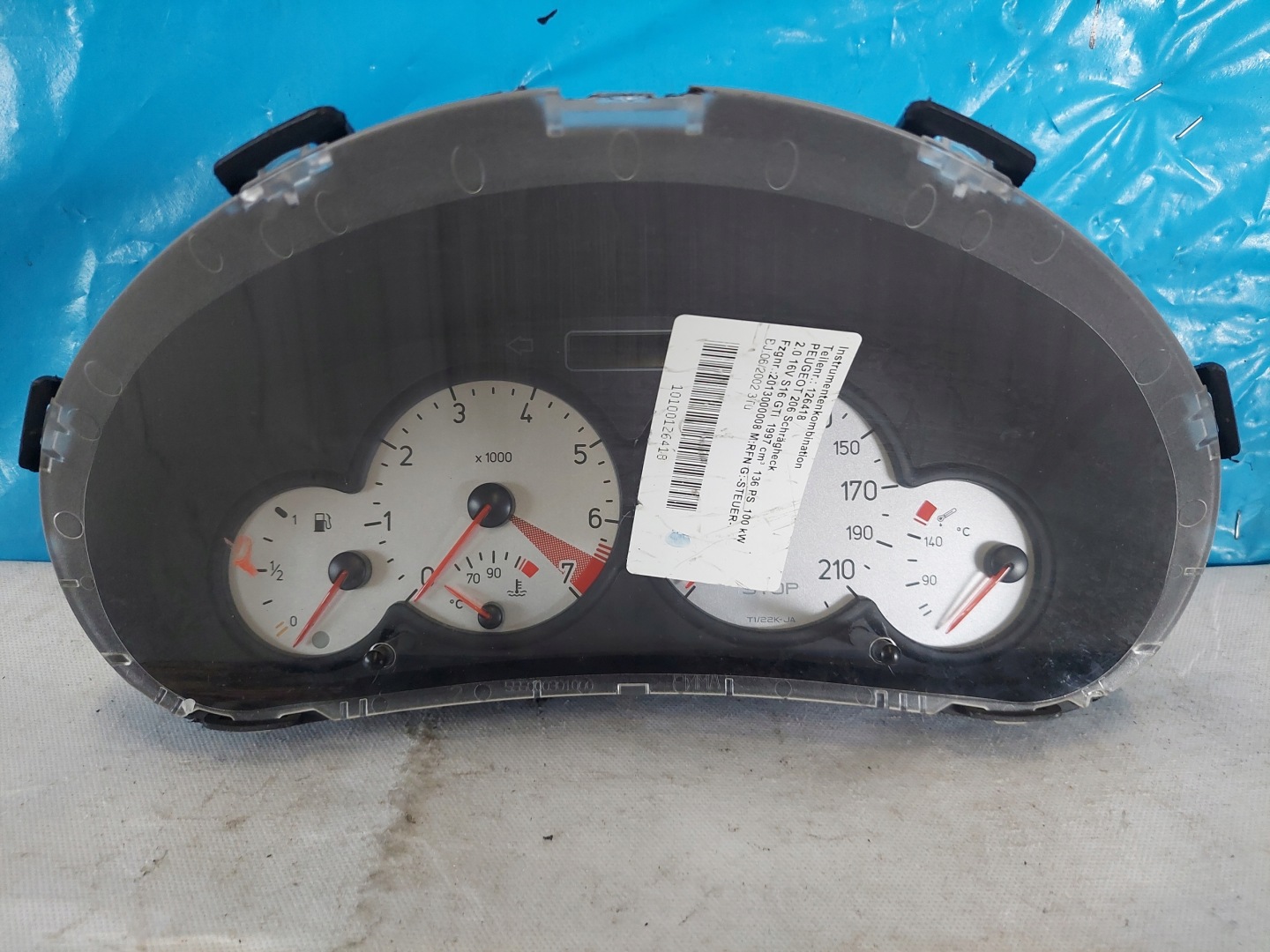 dials clock PEUGEOT 206 GTI 2.0 16V 9648837180