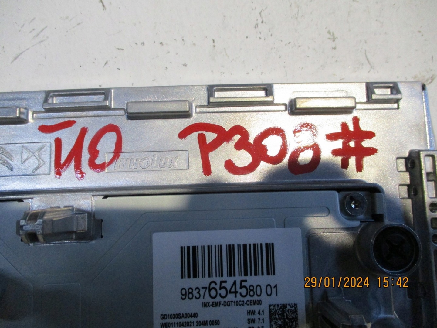 display RADIA PEUGEOT 308 T10 9837654580