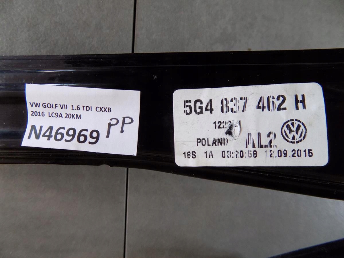 VW GOLF VII mechanism right front 5G4837462H