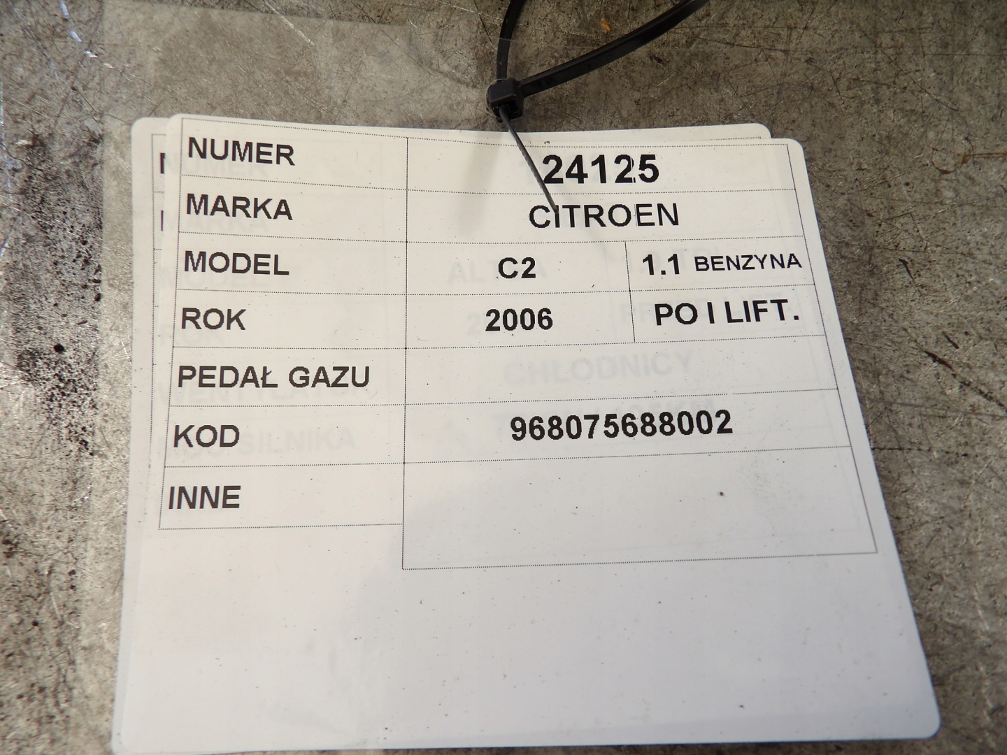Citroen C2 accelerator pedal 96807568