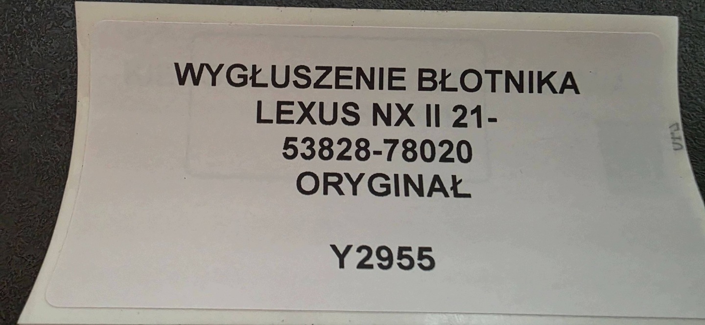 Insonorisation Aile LEXUS NX II 21- Original 53828-78020