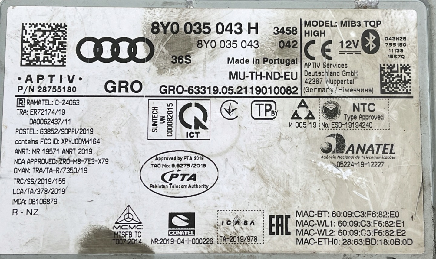 AUDI A3 8Y control unit MMI navigation 8Y0035043H