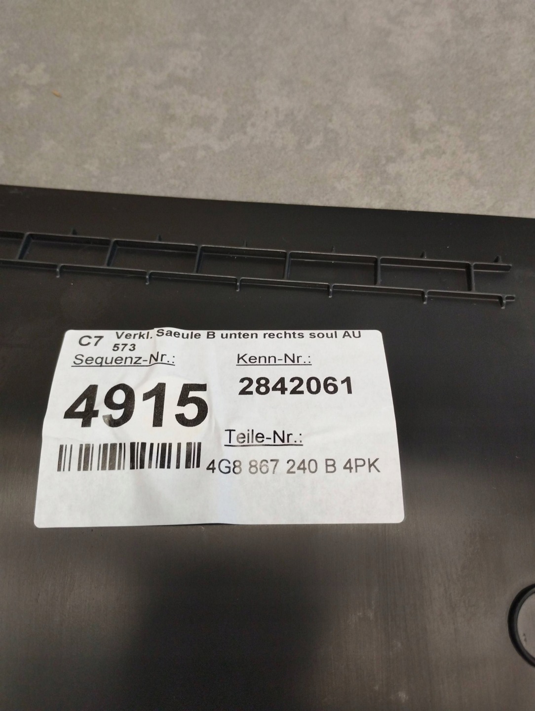 Audi A7 4G Blende Abdeckung SLUPKA rechts 4G8867240B
