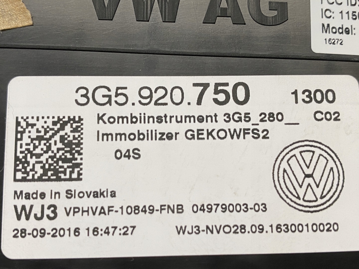 VW PASSAT TSI dials dials 3G5920750