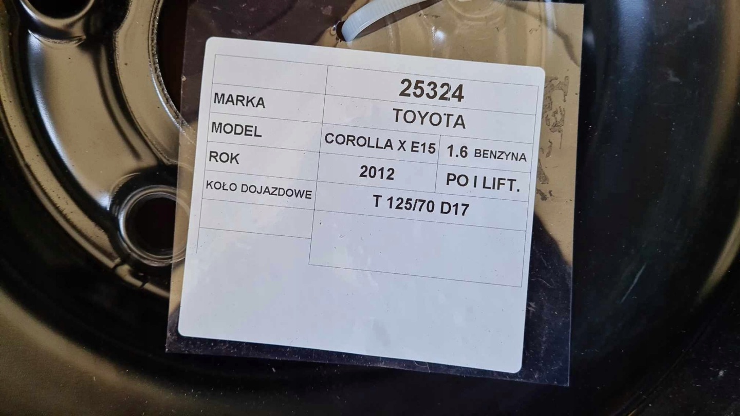 TOYOTA COROLLA E15 LIFT 2012r wheel spare 125/70D17