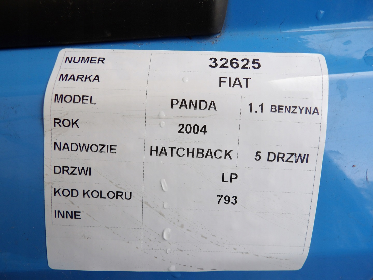 Fiat Panda II door front left HB 5D lak.793