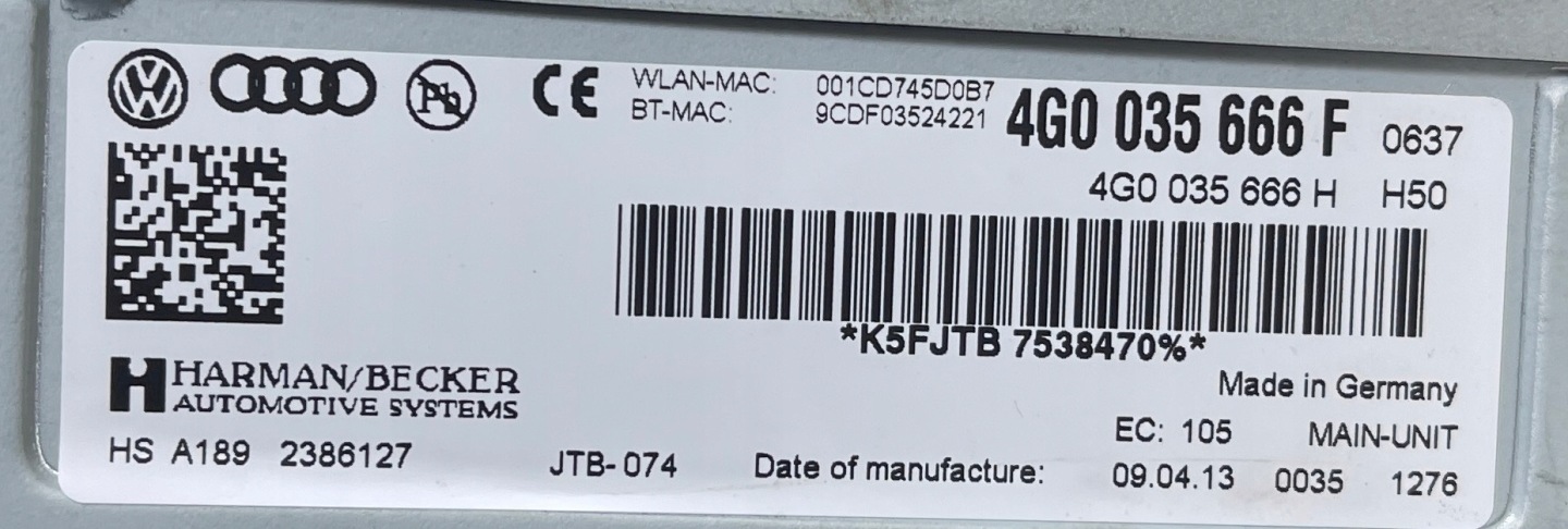 AUDI A6 C7 player MMI navigation 4G0035666F