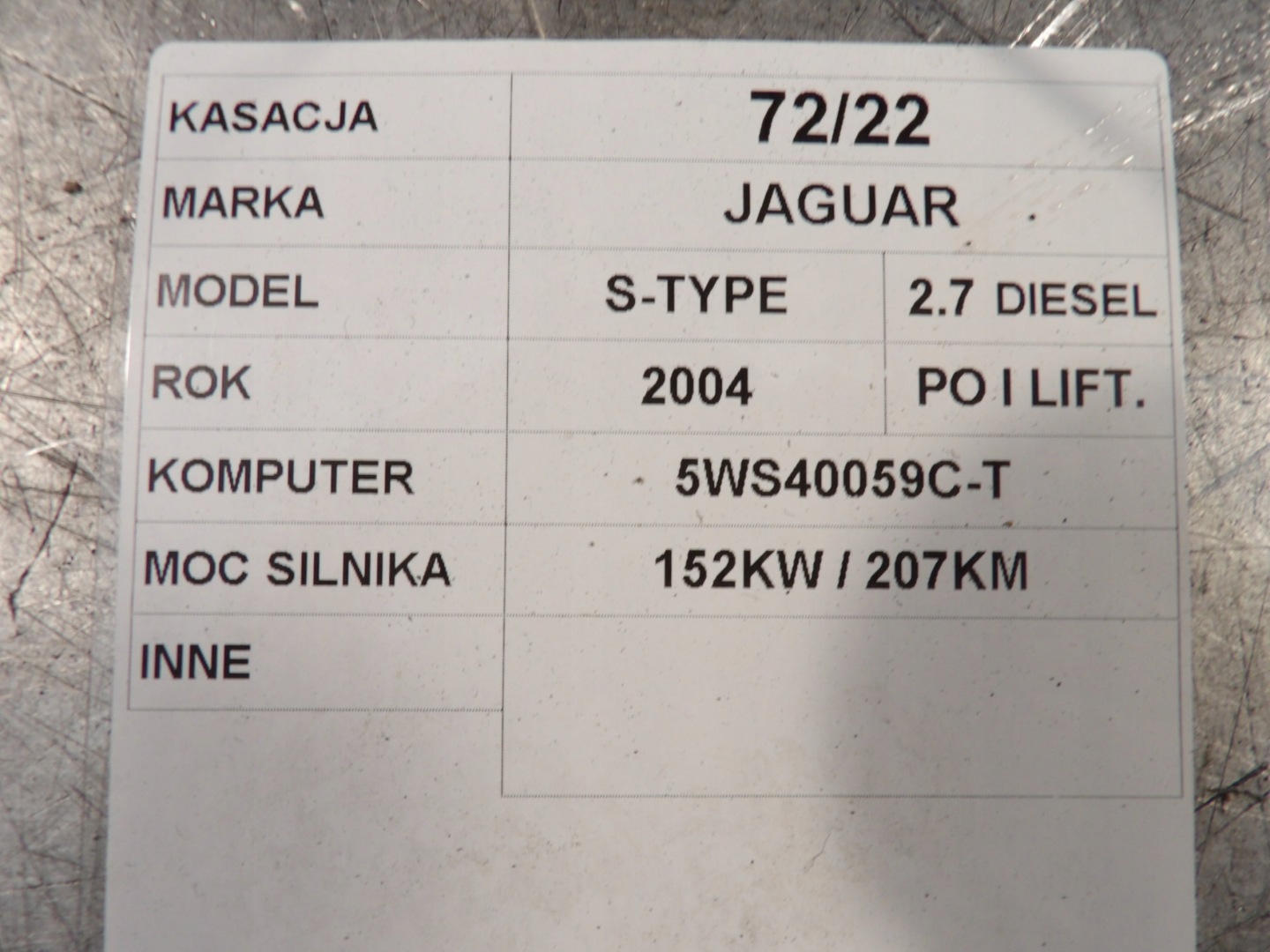 COMPUTER JAGUAR S-TYPE 4R8Q-12A650-EC 5WS40059C-T