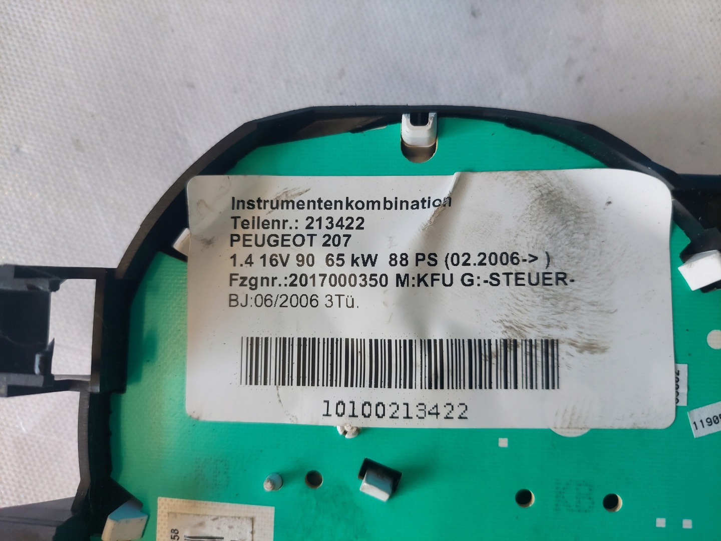 dials clock PEUGEOT 207 1.4 16V 9660879280