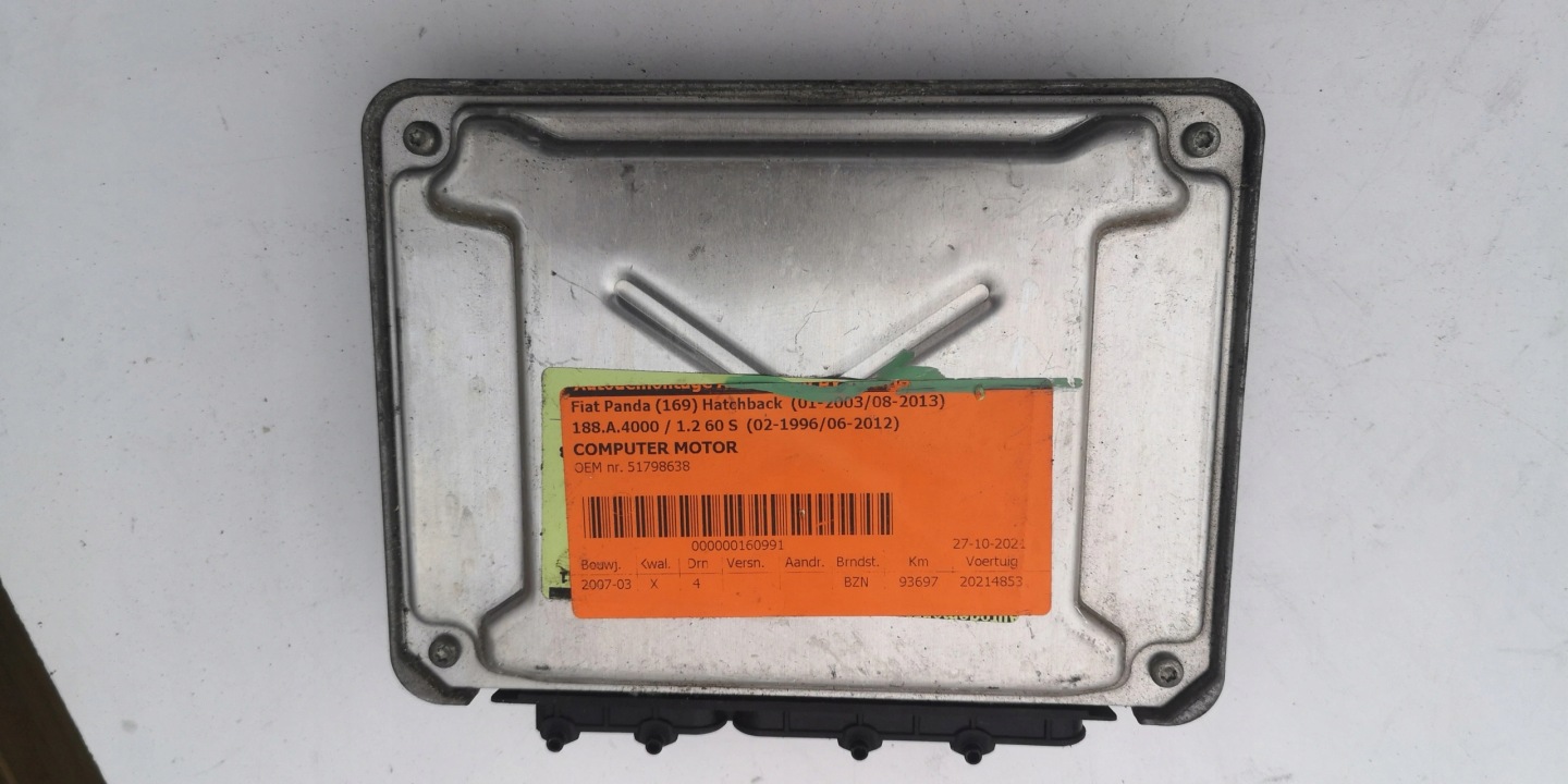 FIAT PANDA 1.2B 51798638 61601.407.00 computer ECU
