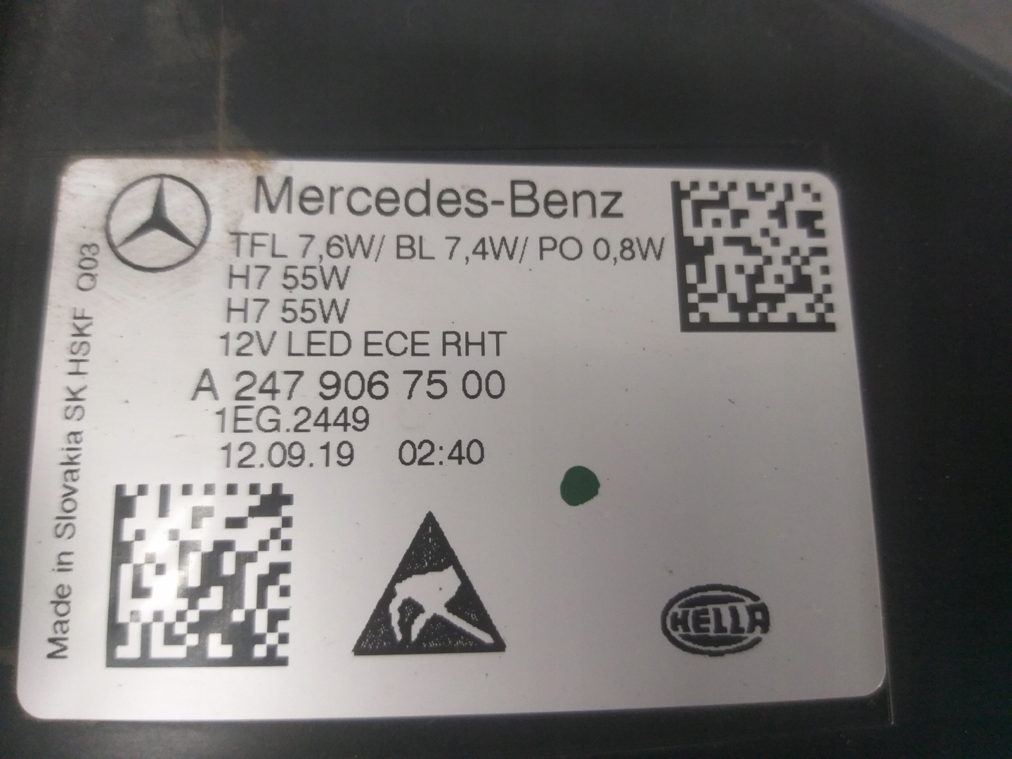 LIGHT FRONT LEFT MERCEDES B KLASA A2479067500 W247