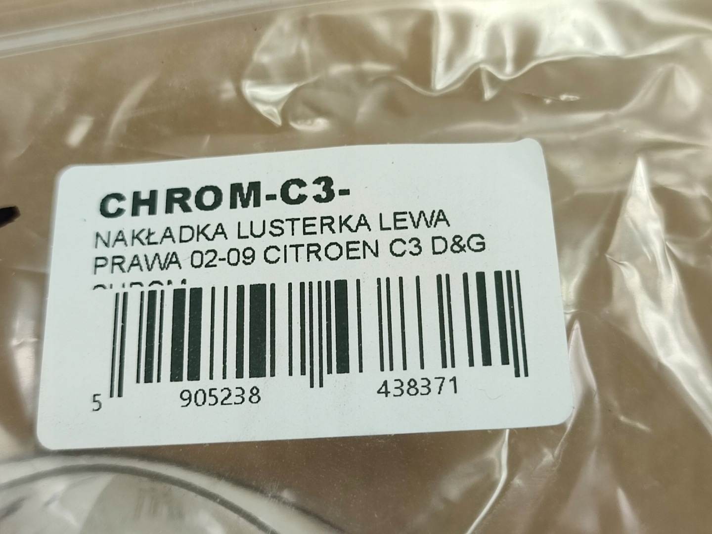 cap mirrors left + right CHROM CITROEN C3 D&G 2002-2009