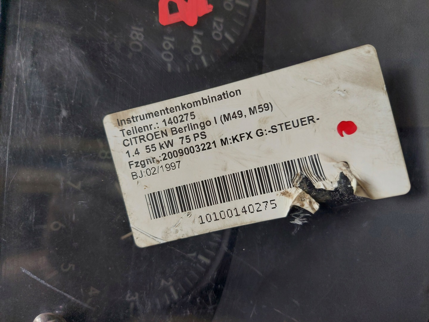 dials clock BERLINGO and 1.4 B 9621185080