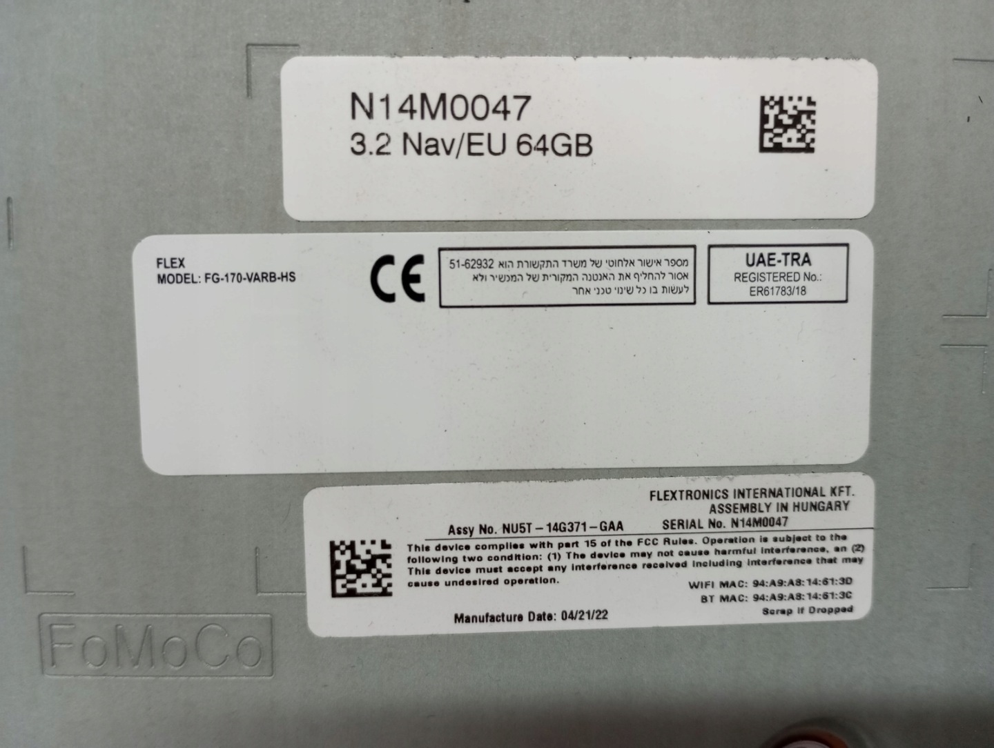 module navigation devices PAMIECI FORD FOCUS MK4 NU5T-14G371-GAA