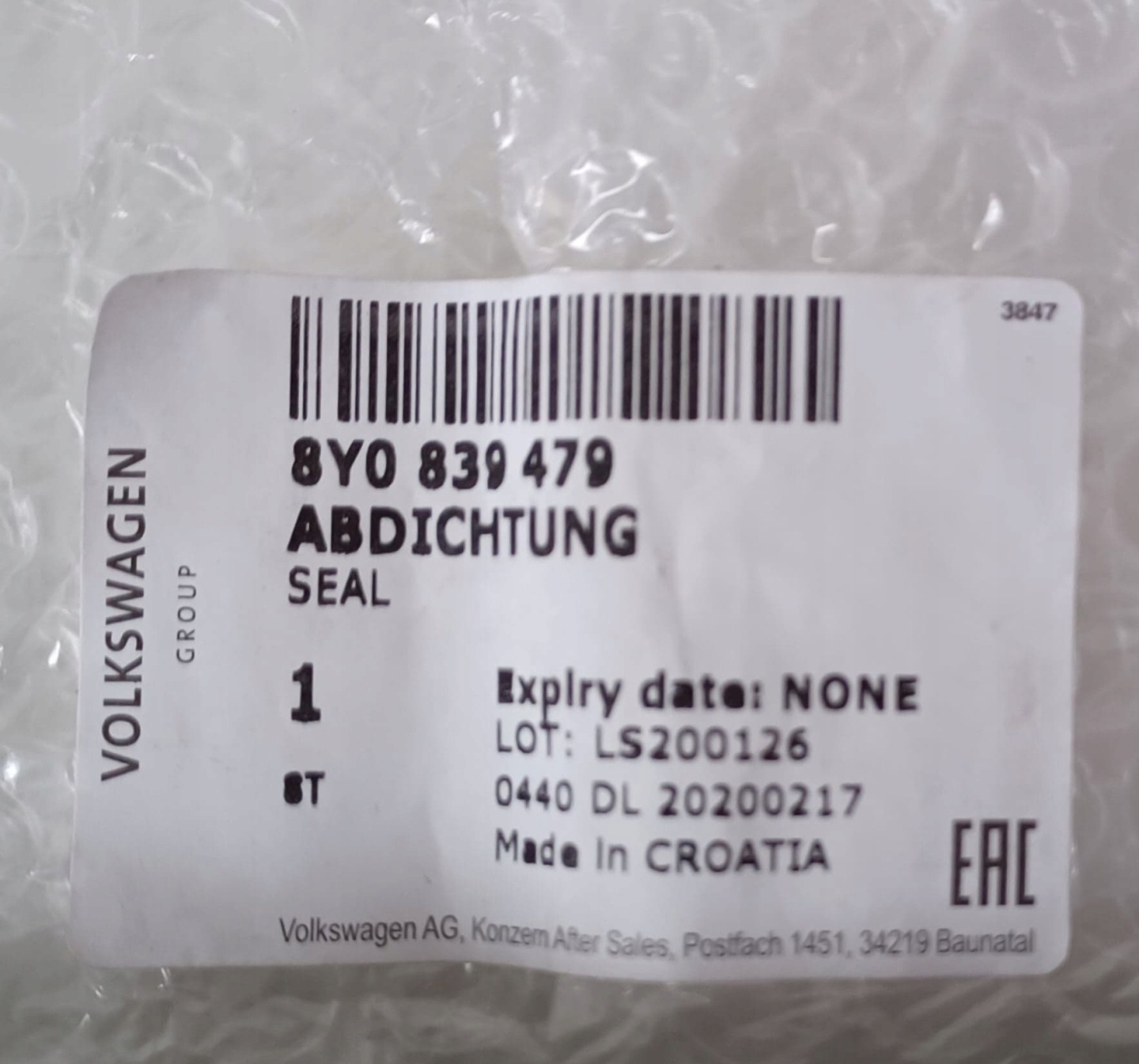 Dichtsatz PASKA OKNA Tür AUDI A3 8Y0839479
