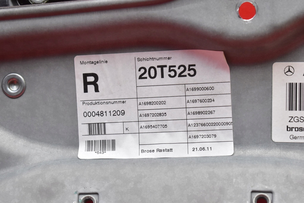 window regulator right front EU A1697203079 MERCEDES A-KLASA W169 LIFT 08-12
