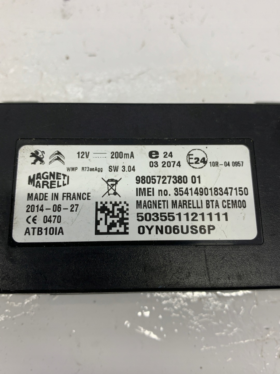 module control unit BLUETOOTH 9805727380 CITROEN PEUGEOT