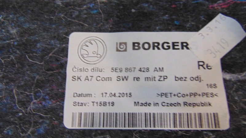 side upholstery boot right rear part SKODA OCTAVIA III 13-20R