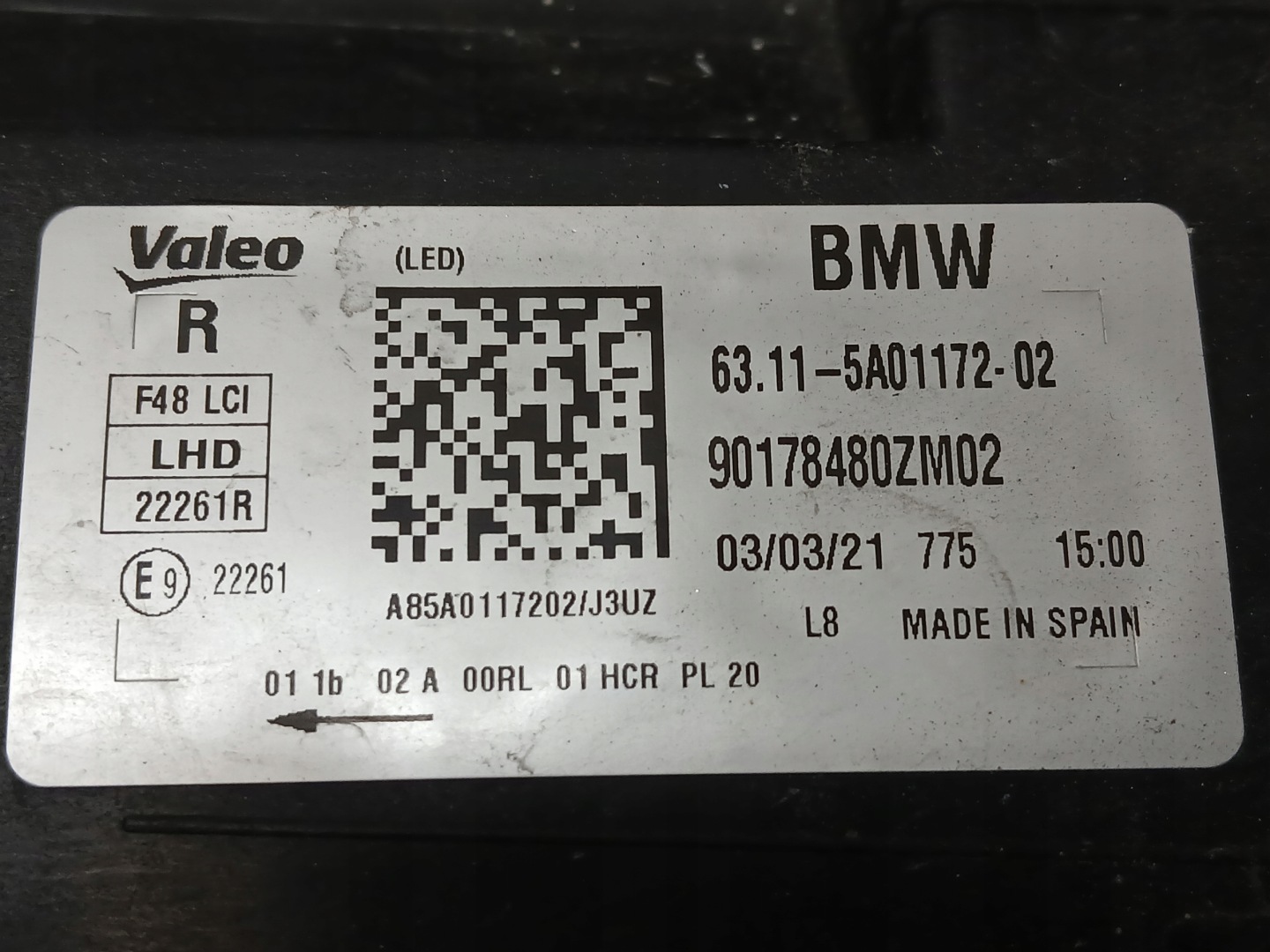 light front right BMW X1 F48 FULL LED LIFT 6311 5A01172-02