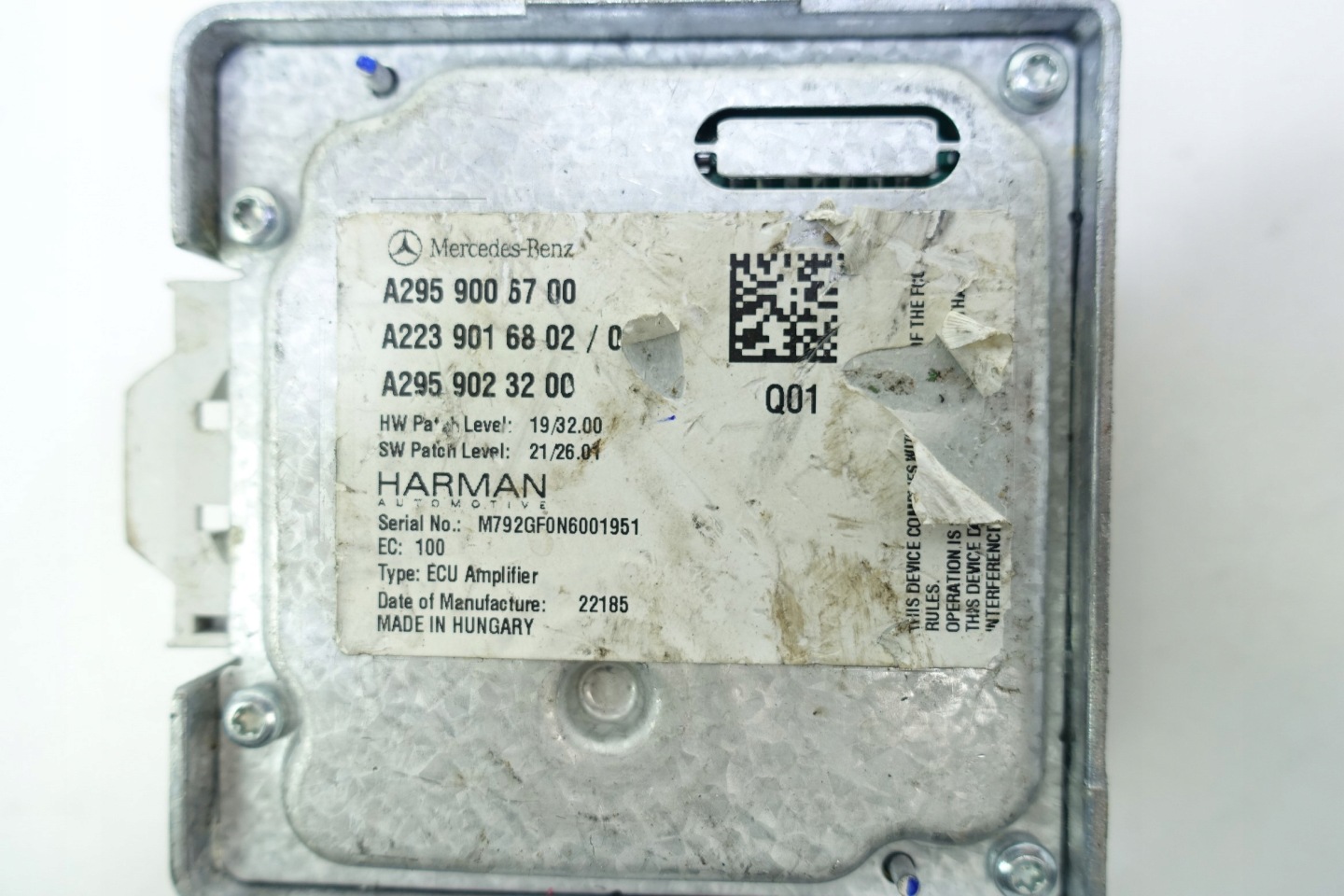 amplifier HARMAN MERCEDES W223 W447 A2959006700