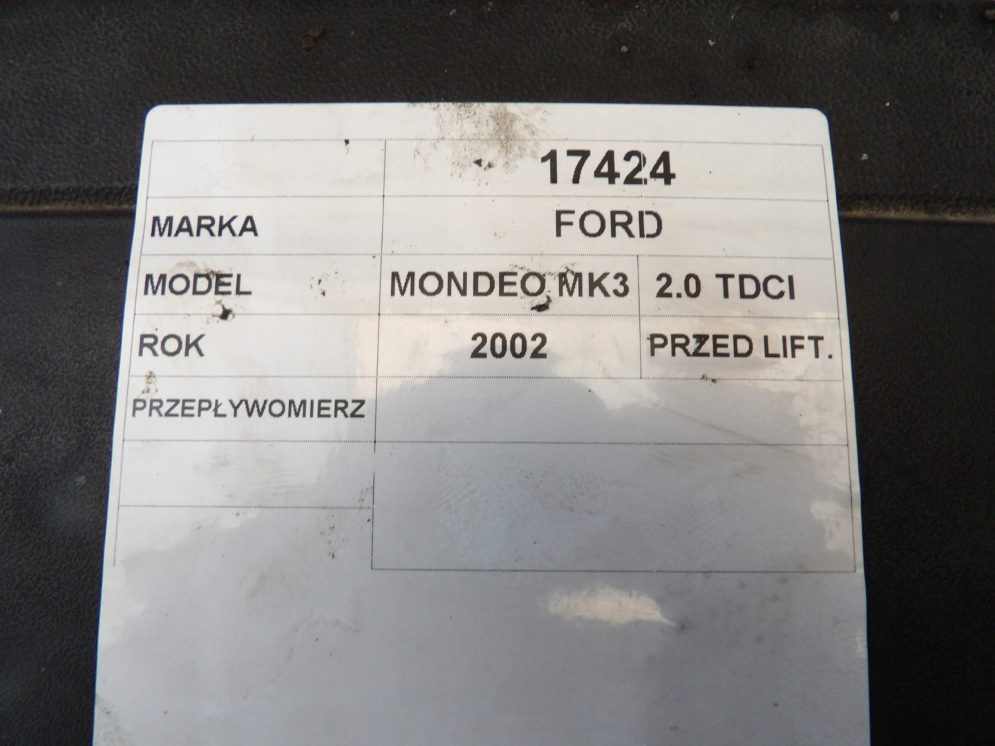 Ford Mondeo MK3 flow meter XS7F12B579AA AFH60M-16 2K16