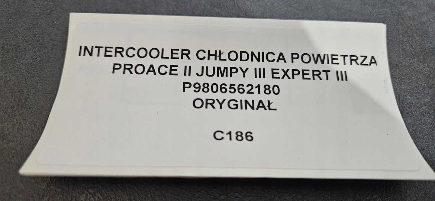 INTERCOOLER Kühler luft PROACE II JUMPY III EXPERT III P9806562180