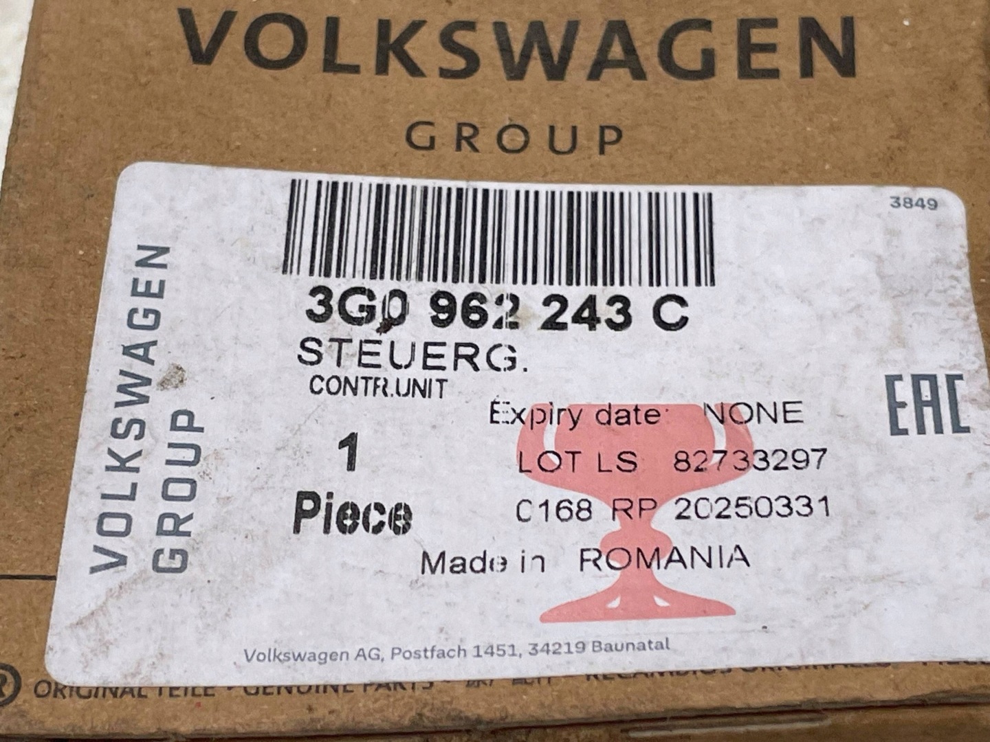 Module pour l’ouverture du capot VW AUDI PORSCHE 3G0962243C !J