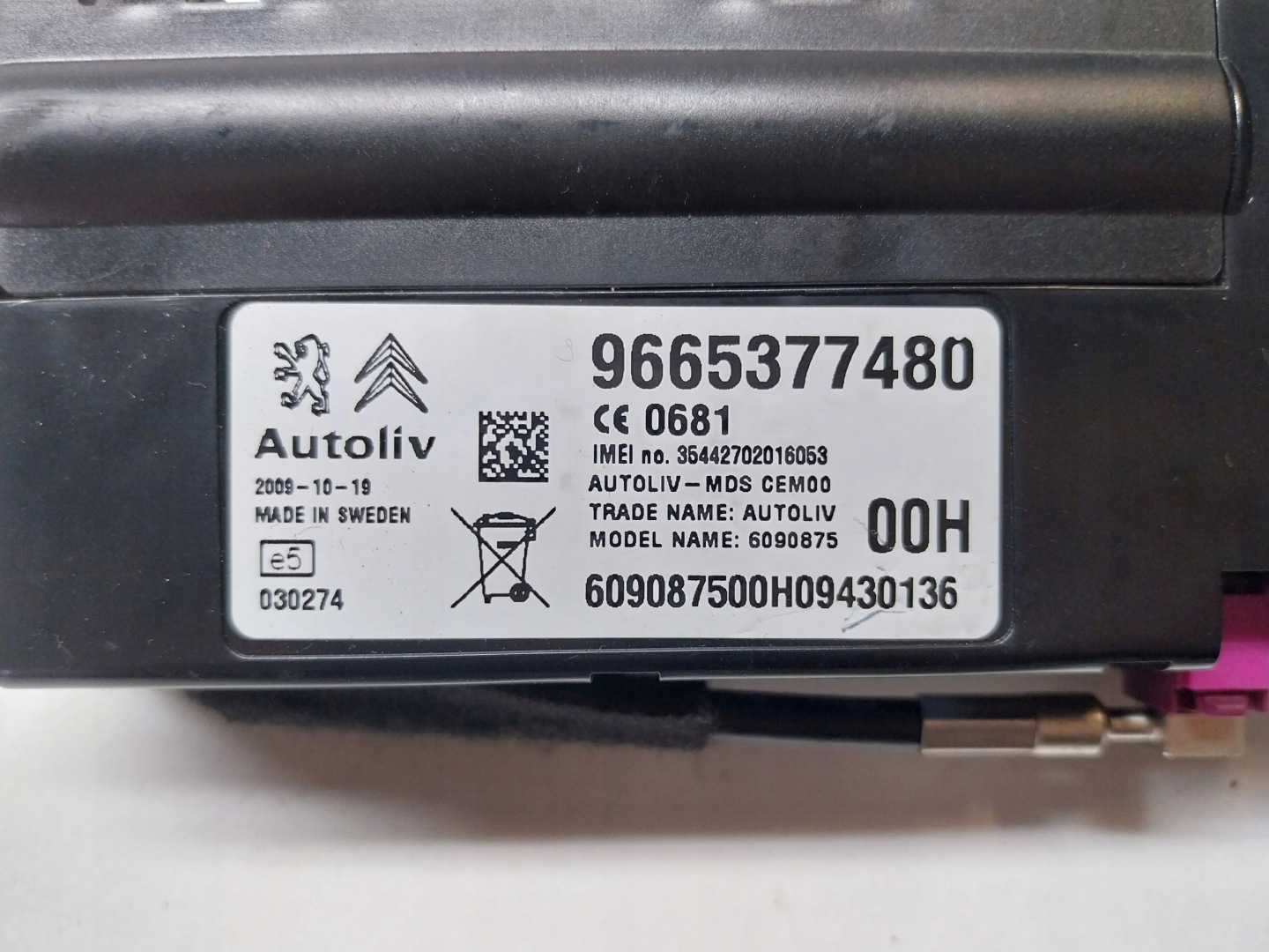 CITROEN C5 III X7 module control unit GSM 9665377480