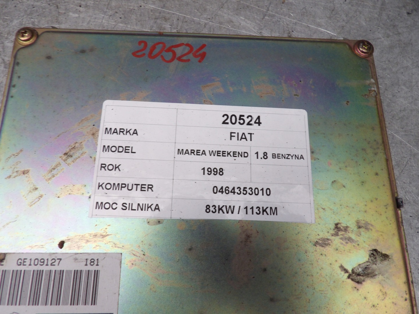 FIAT MAREA 1,8B 83KW 113KM COMPUTER 0464353010