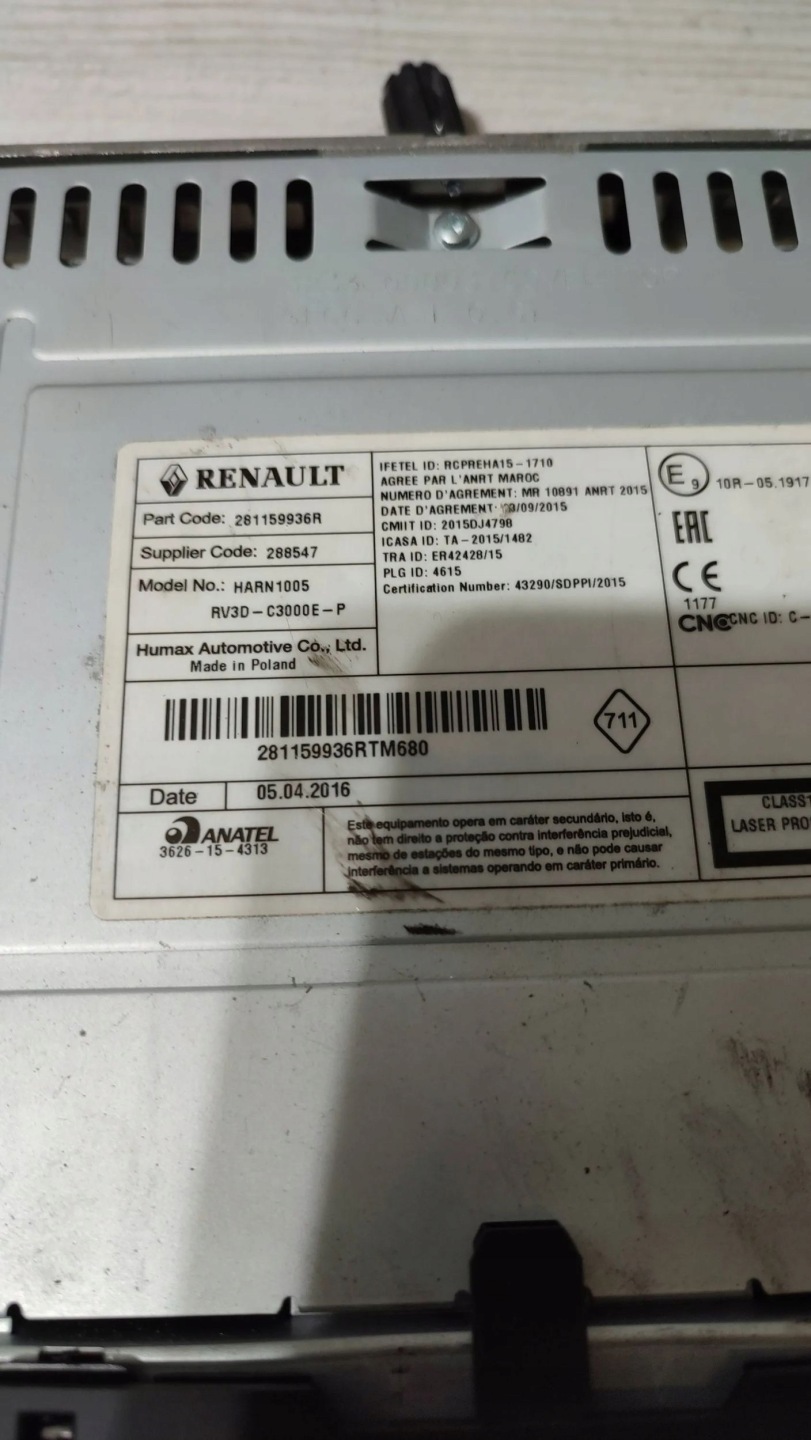 Renault Captur 2016 Radio 281159936R
