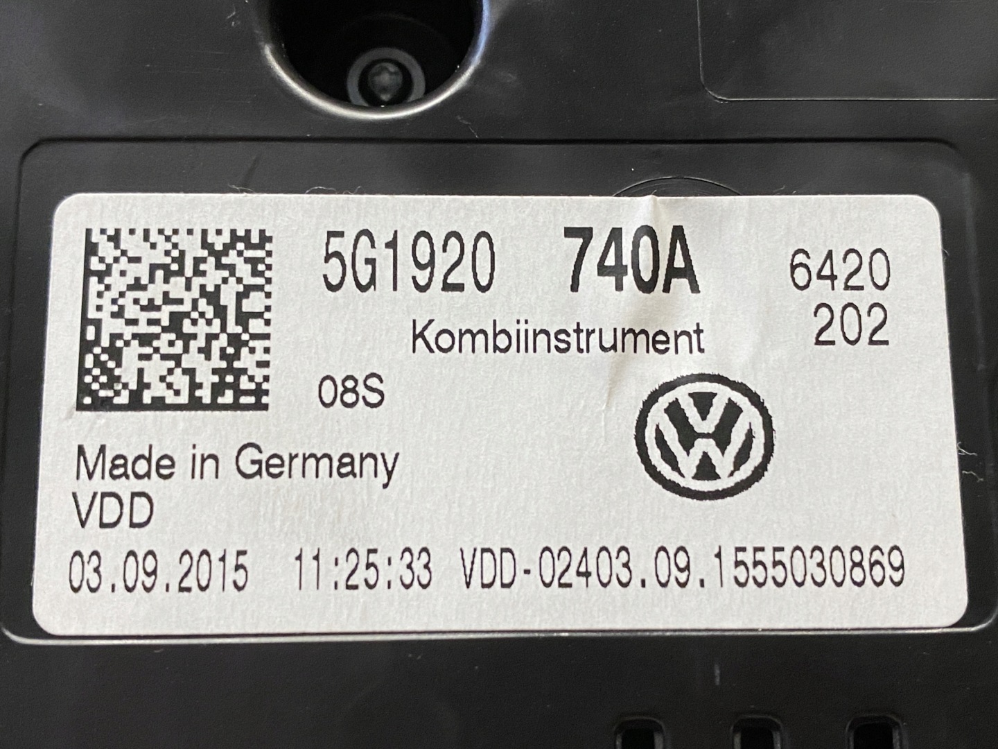 VW GOLF VII 7 dials dials petrol 5G1920740A