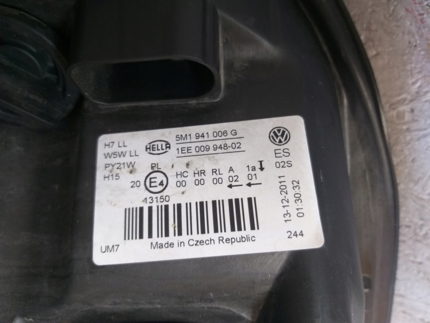LIGHT FRONT RIGHT VW GOLF 6 VI PLUS + 5M1941006G