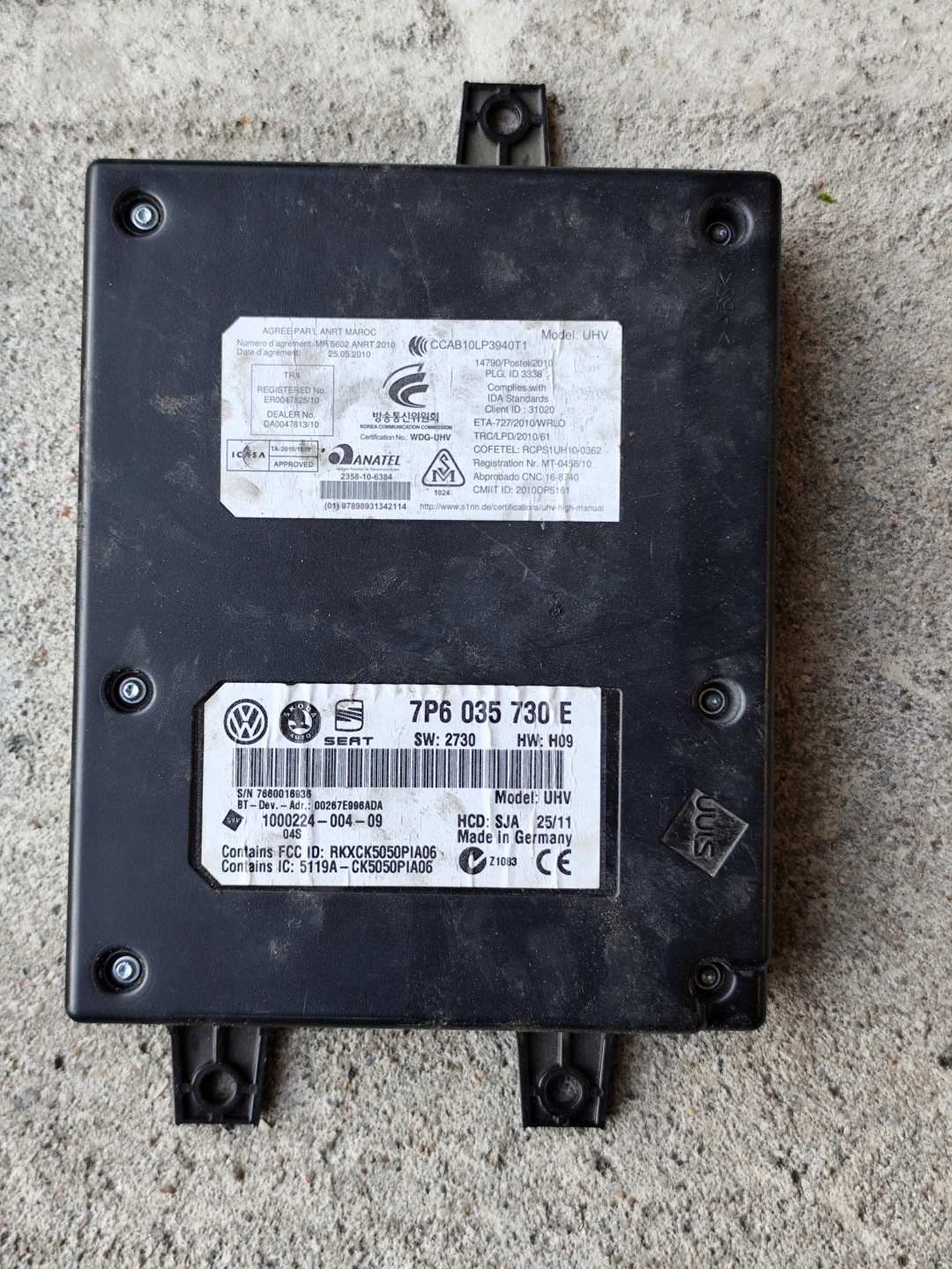 VW PASSAT VW T5 SEAT module control unit BLUETOOTH 7P6035730E